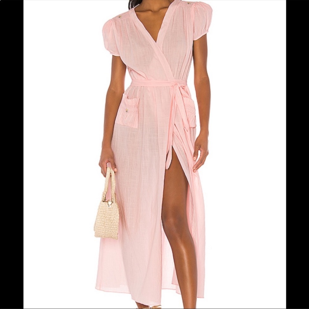 LPA Baby pink wrap maxi dress